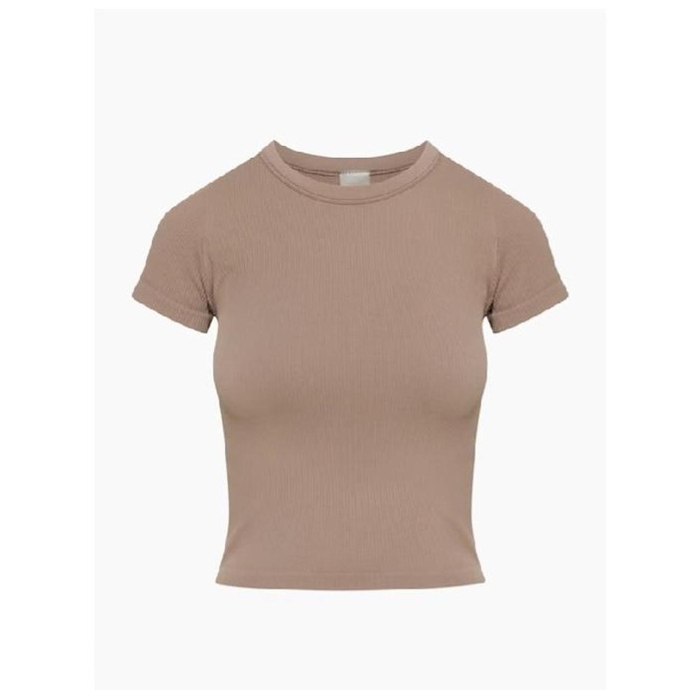 Aritzia sinch seamless top ribbed taupe size S